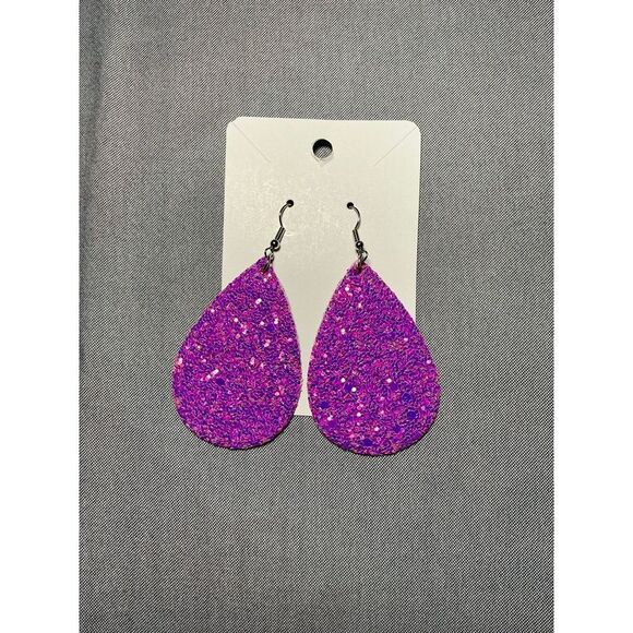 Jewelry - Purple Glitter‎ Faux Leather Earrings
